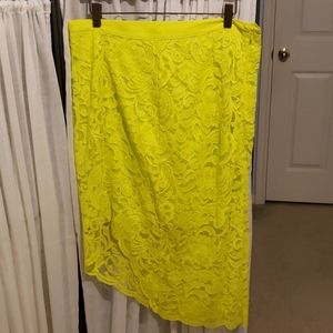 Bisou Bisou Neon Asymmetrical Lace Pencil Skirt